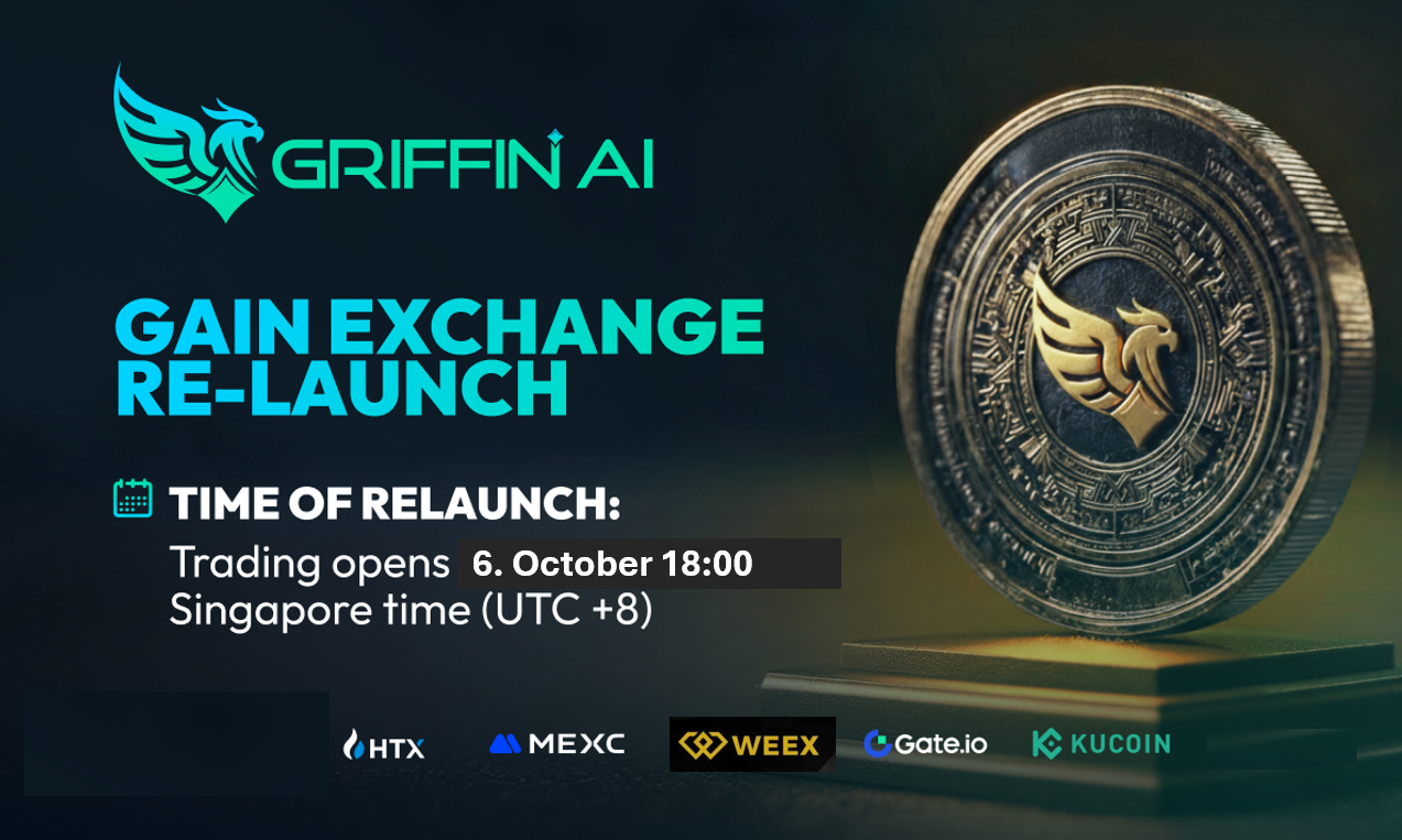 Griffin AI Confirms GAIN Token Relaunch on Top Exchanges