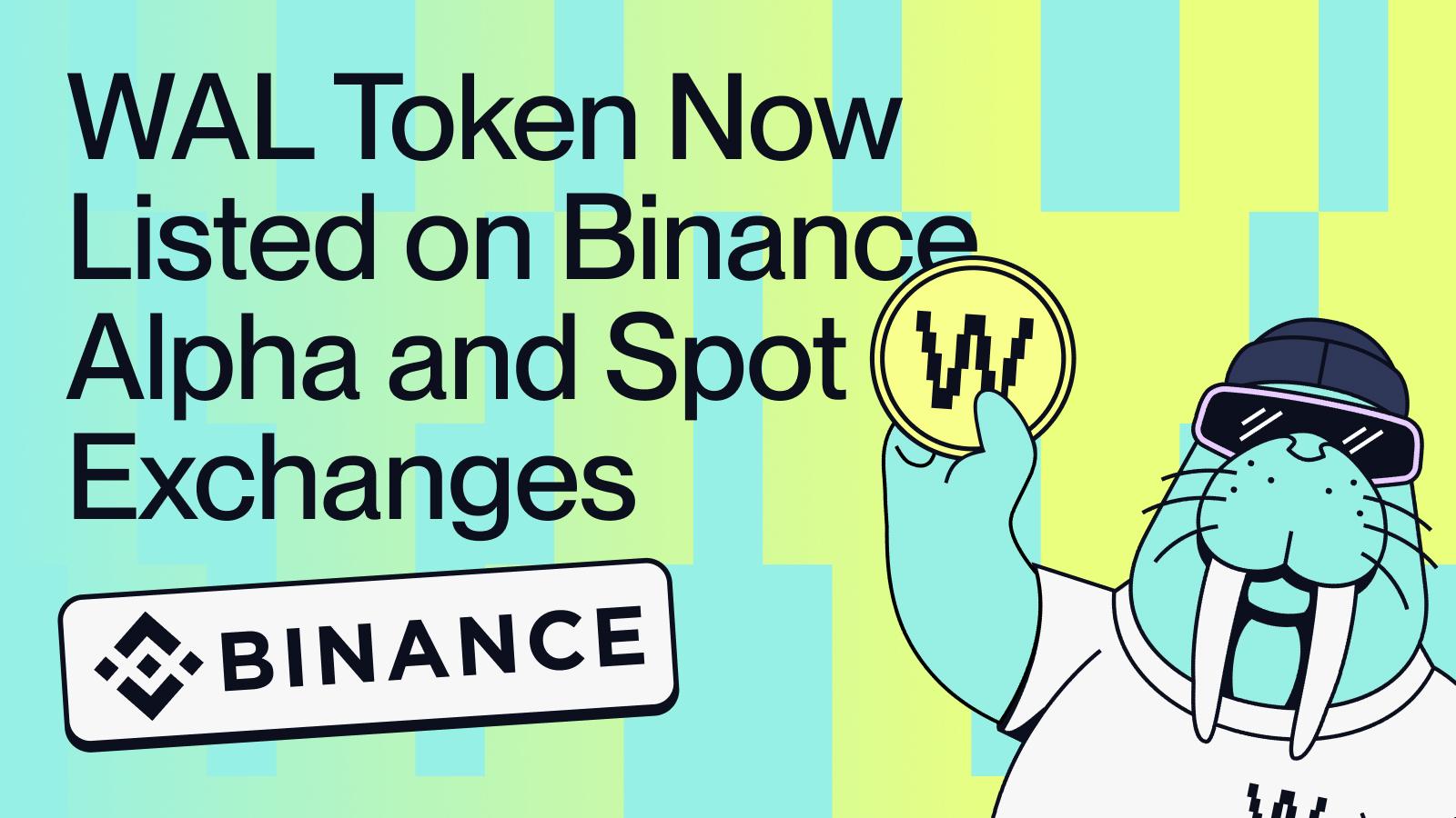 WAL Token Now Available on Binance Alpha and Spot Exchanges