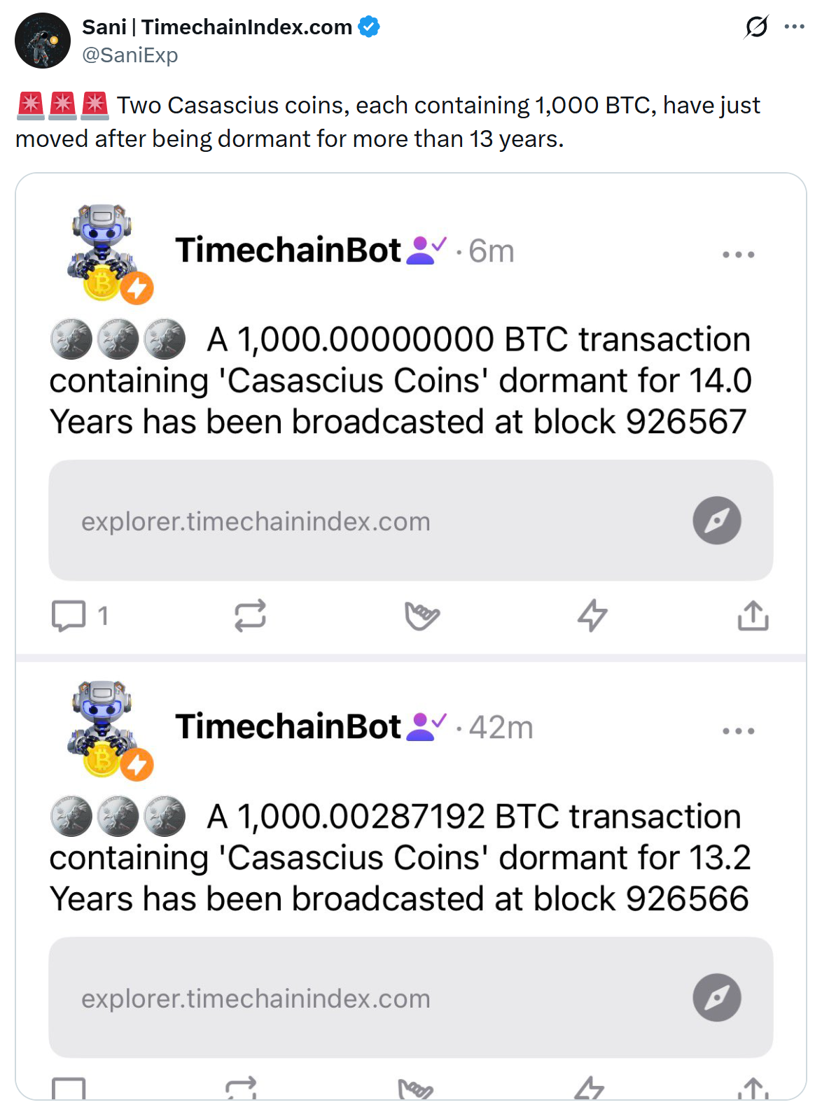 2000 Bitcoin Resurface: Rare Casascius Coins Reactivated After Over a Decade