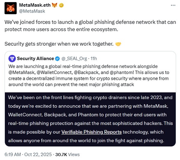 Major Crypto Wallets Collaborate to Establish Phishing Defense Network After $400 Million Heist