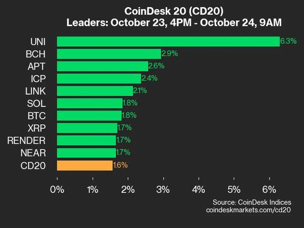 CoinDesk 20 Performance Review: UNI and BCH Lead Gains