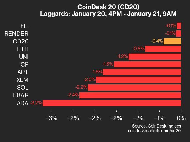 Performance Overview: Cardano Lags as Market Index Drops