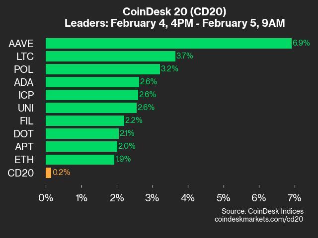 AAVE Sees 6.9% Increase: CoinDesk 20 Index Update