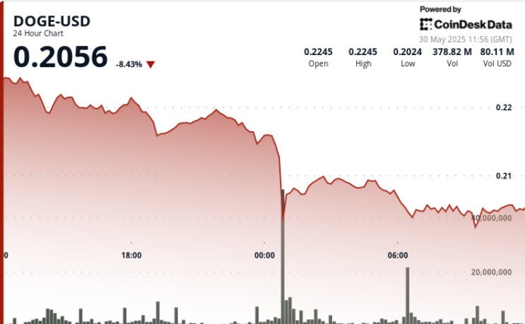 Dogecoin Faces a 10% Drop in Midnight Sell-Off, Trying to Stabilize