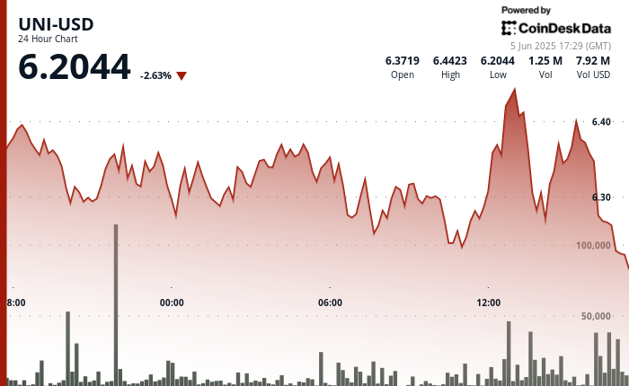 UNI Token Sinks Below $6.21 Following Rejection at $6.44