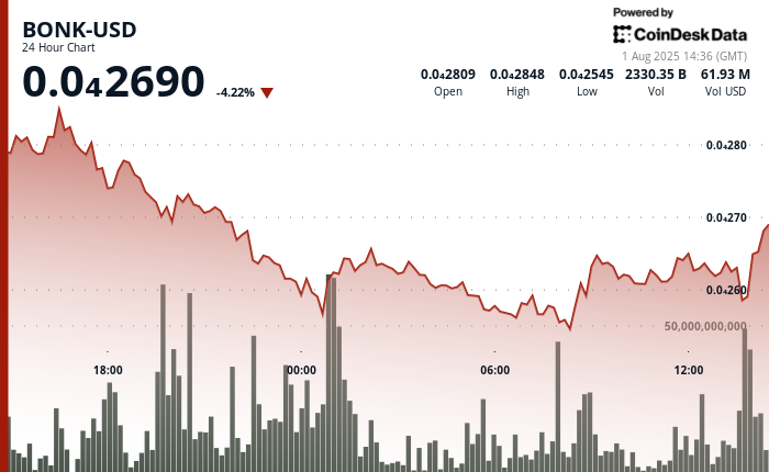 BONK Faces 5% Decline Amid Institutional Liquidation Wave