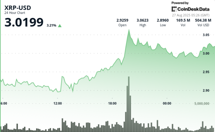 XRP Aims for $3.20 as Bull-Flag Pattern Develops, Key Support Lies at $2.89