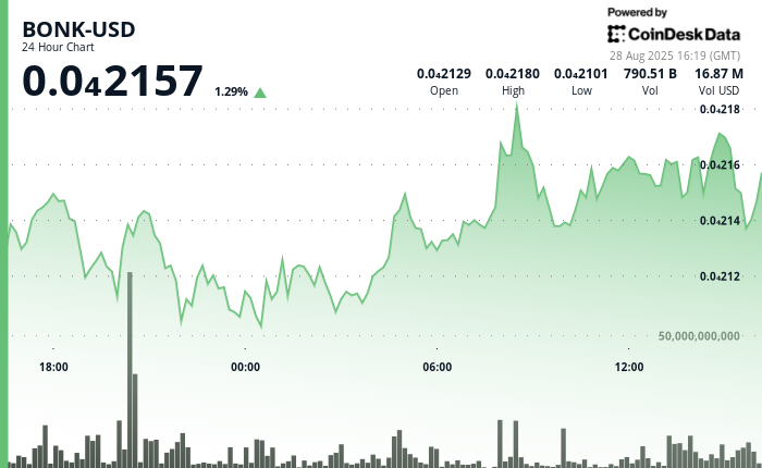 BONK Surges by 4% as Institutional Engagement Indicates Rising Confidence in Solana
