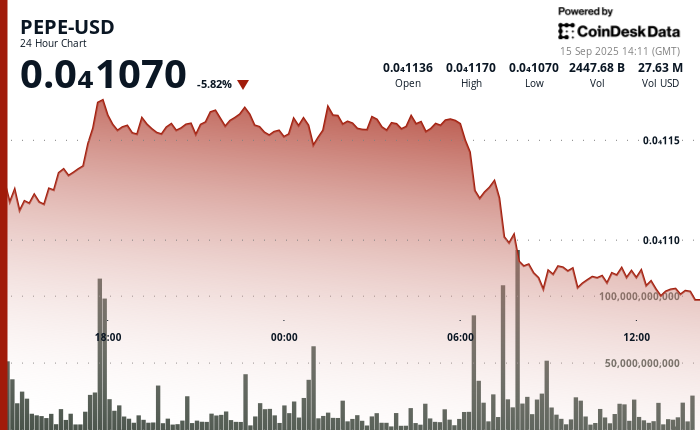 PEPE Cryptocurrency Sees 6% Decline Amid Market Downturn As Whales Accumulate Holdings